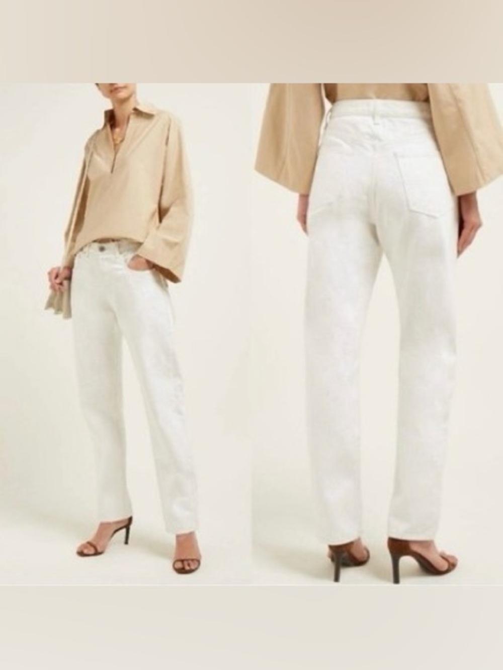 Nili Lotan Archer Straight Leg Jeans in sand White Size 25